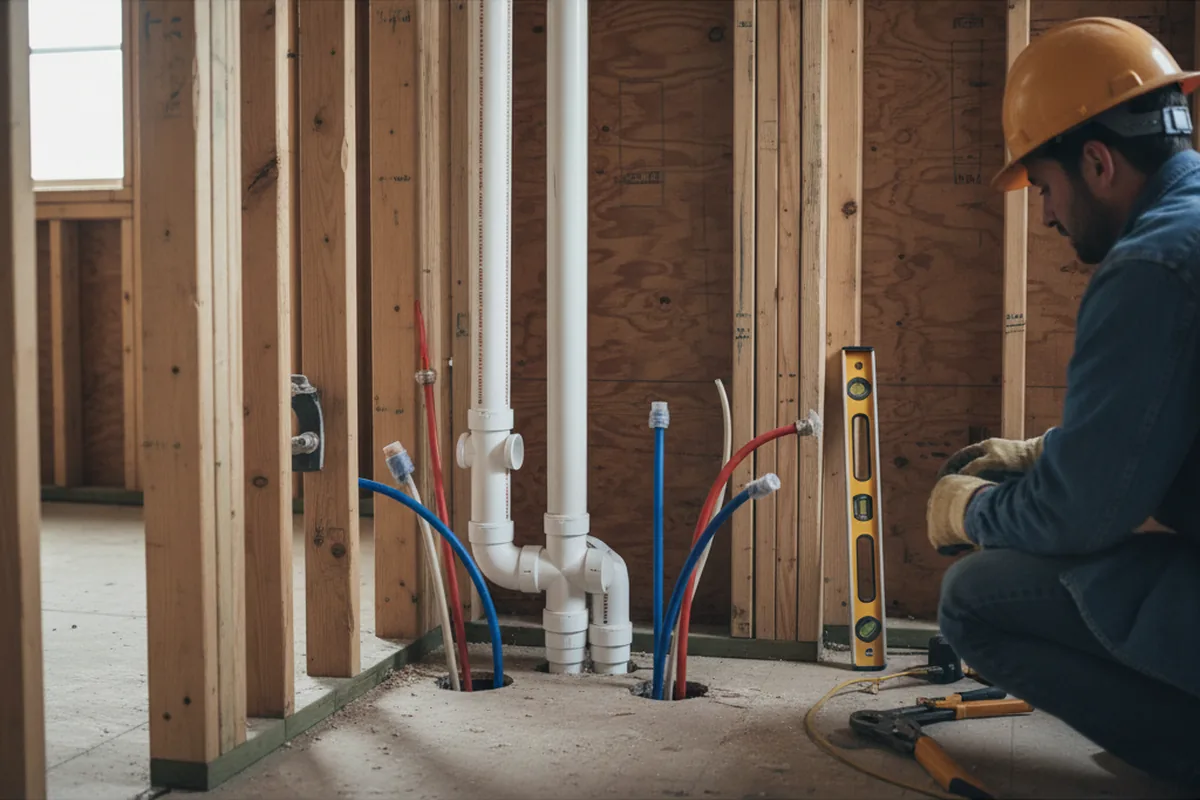 Drain and supply rough-in during Leak Detection in Catawissa