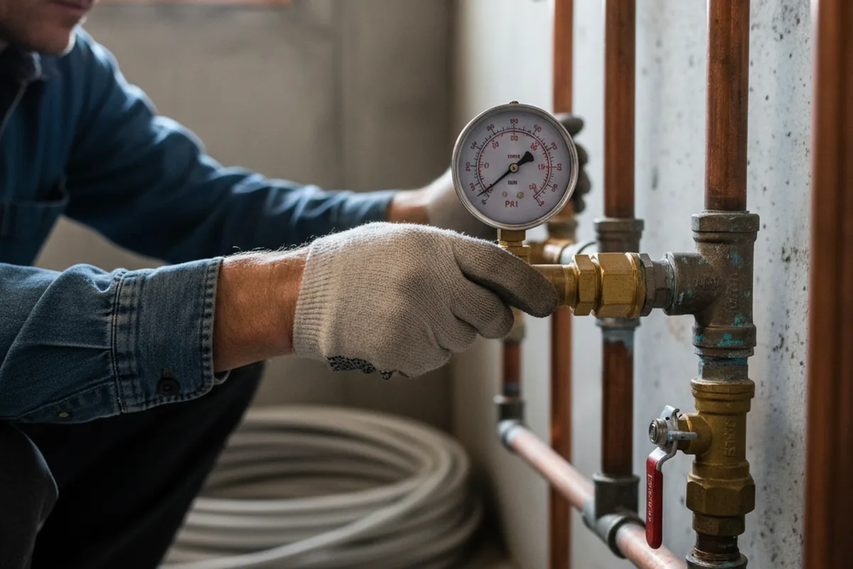 Pressure testing a repaired line during Water Line Repair in Catawissa